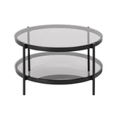 Masuta de cafea neagra din sticla securizata si otel Ø79 cm Bayonne Actona